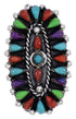 Sterling Silver And Multicolor Needlepoint Ring Size 6-3/4 YX35194